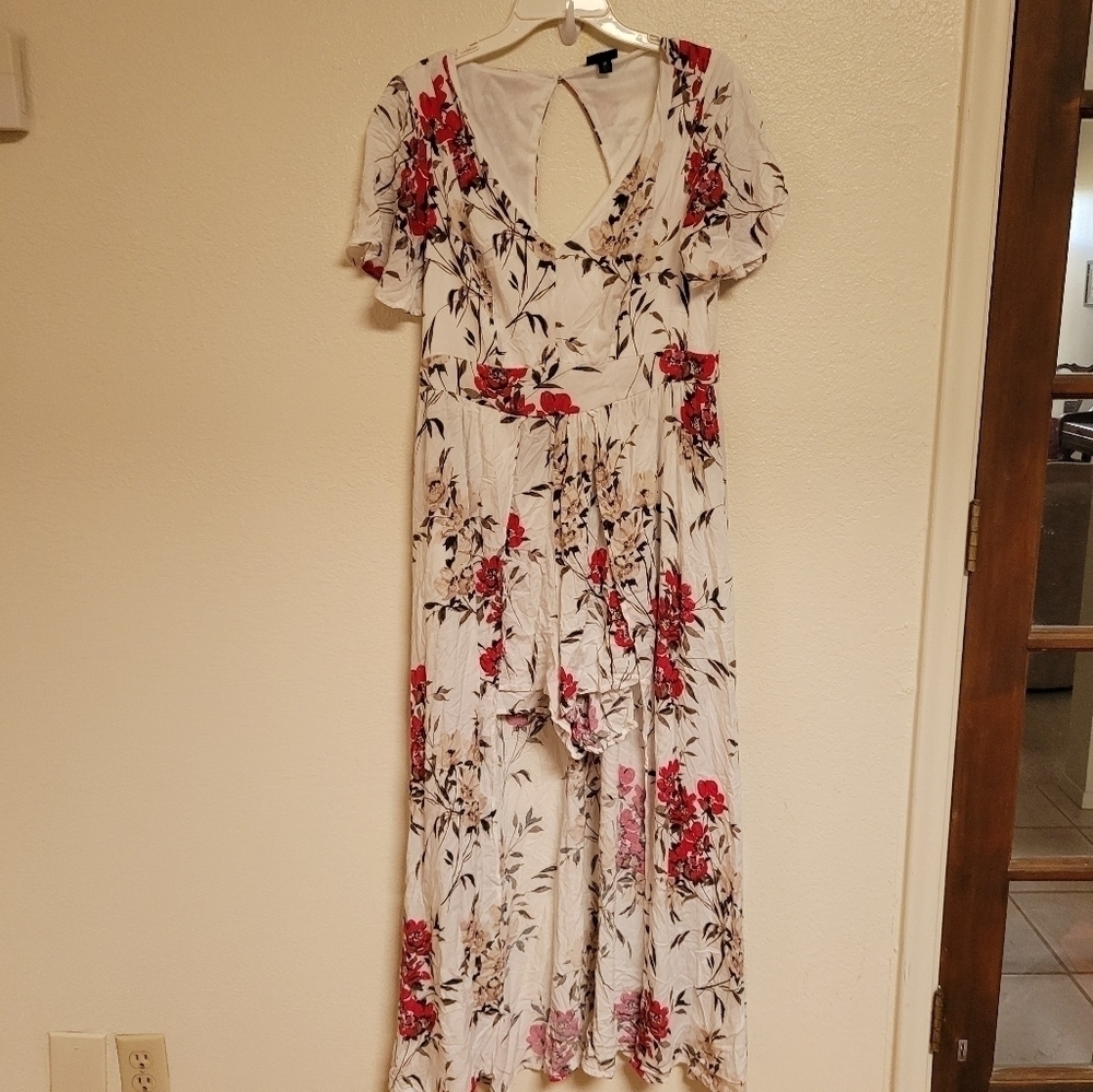 Torrid White Floral Challis Overskirt Romper - Picture 2 of 5